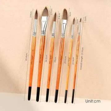 6Pcs Fan Brushes Multi-Color Soft Anti-Shedding Nylon Hair, Birch Wooden Long Handle Artist Paint Brush Set for Acrylic Watercolor Oil Painting-6 Sizes