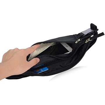 RFID Blocking Travel Wallet - Money Belt & Passport Holder, Travel Fanny Pack for Women Men - Black