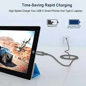 AkoaDa 100W USB C to C Cable 10FT - Fast Charging