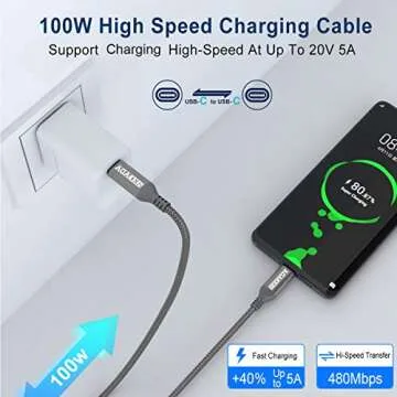 AkoaDa 100W USB C to C Cable 10FT - Fast Charging