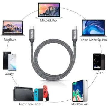 AkoaDa 100W USB C to C Cable 10FT - Fast Charging