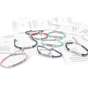 VALIJINA 8 Teach Blessing Card Bracelets for Educators