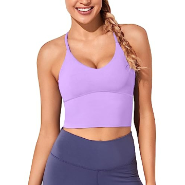 XUNYU Women Sports Bras Longline Fitness Crop Tops Tank Gym Camisole Strappy Criss Cross Yoga Workou...