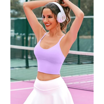 XUNYU Sports Bra Longline Crop Top for Women