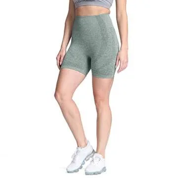 Aoxjox Seamless Workout Biker Shorts for Women High Waisted Exercise Athletic Gym Booty Running Yoga Short 5" (Vital Khaki Marl, Small)