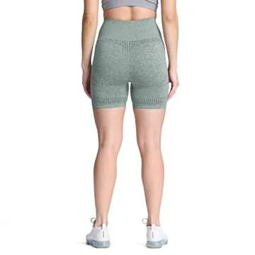 Aoxjox Seamless Workout Biker Shorts for Women High Waisted Exercise Athletic Gym Booty Running Yoga Short 5" (Vital Khaki Marl, Small)