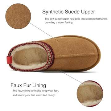 SMajong Women Winter Snow Boots Thickened Flat Boots Fur Lined Warm Durable Shoes Home Slippers Casual Shoes Brown 6.5 US (sole size 37)