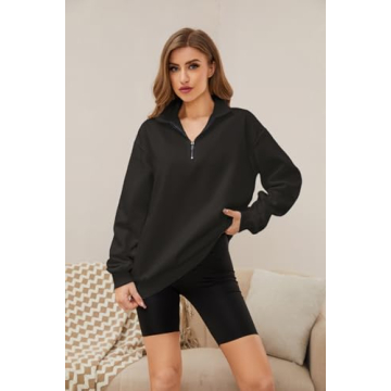MISSACTIVER Women’s Oversized Quarter Zip Sweatshirt - Comfort Meets Style