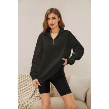 MISSACTIVER Women’s Oversized Quarter Zip Sweatshirt - Comfort Meets Style