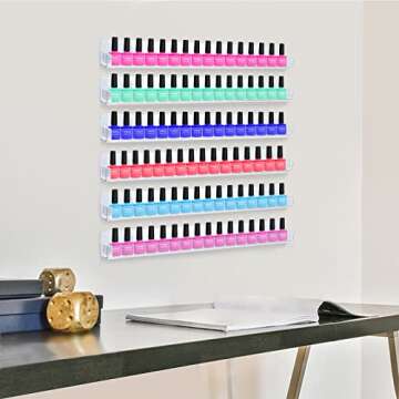 6 Pack Nail Polish Rack Wall Mounted Shelf with Removable Anti-Slip End Inserts, Clear Acrylic Nail ...
