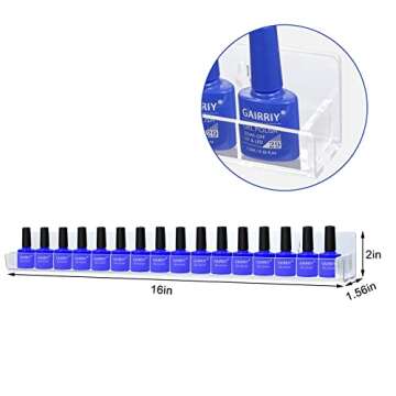 6 Pack Nail Polish Rack Wall Mounted Shelf with Removable Anti-Slip End Inserts, Clear Acrylic Nail Polish Organizer Wall Rack Display 96 Bottles