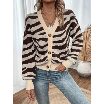 SweatyRocks Women's Color Block Knit Cardigan Sweater