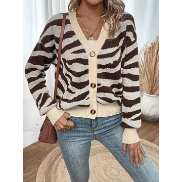 SweatyRocks Women's Color Block Knit Cardigan Sweater