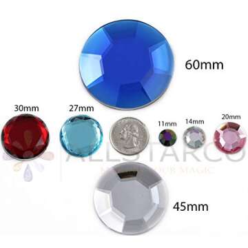 60mm Purple Amethyst H105 Large Acrylic Flat Back Rhinestones for Cosplay Costume Making, Props Embelishments Plastic Gems Decor Jewels - 2 Pieces