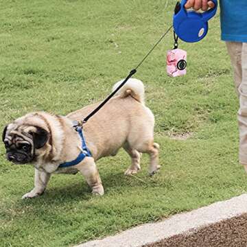 Petmolico Dog Poop Bag Holder Leash Attachment, Dog Waste Bag Dispenser Zippered Pouch, Fits Any Dog Leash, Includes Free Roll of Dog Bags, Poop Bag Dispenser - 2 Packs, Pink Marble