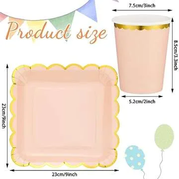 Uiifan 80 Pcs Pastel Scalloped Paper Plates and Cups Set for Stunning Celebrations