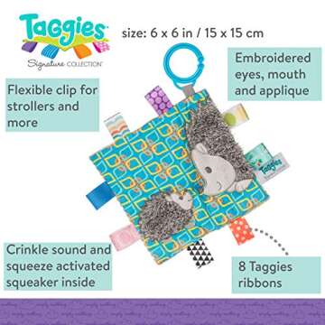 Taggies Crinkle Me Baby Toy, Heather Hedgehog