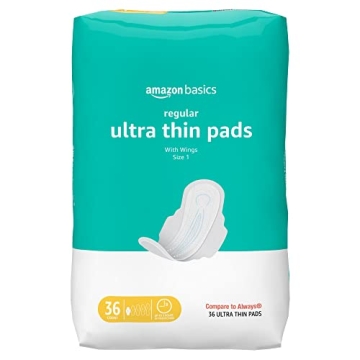 Amazon Basics Ultra Thin Pads with Flexi-Wings - 36 Count for Ultimate Comfort and Absorbency