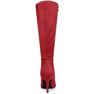 Allegra K Stylish Red Knee High Stiletto Heel Boots