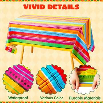 JOYIN 2 pcs Printed Plastic Tablecloth for Fiesta