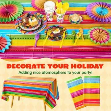 JOYIN 2 pcs Printed Plastic Tablecloth for Fiesta