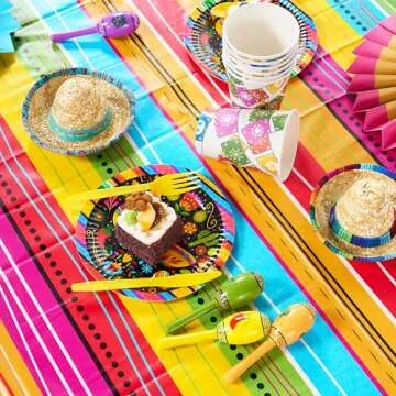 JOYIN 2 pcs Printed Plastic Tablecloth for Fiesta