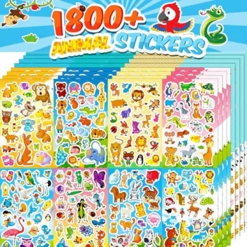 Sinceroduct 64 Sheets Animal Stickers - 1800+ Kids Craft Stickers for Fun