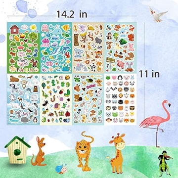 Sinceroduct Kids Animal Stickers: 1800+ Creative Fun