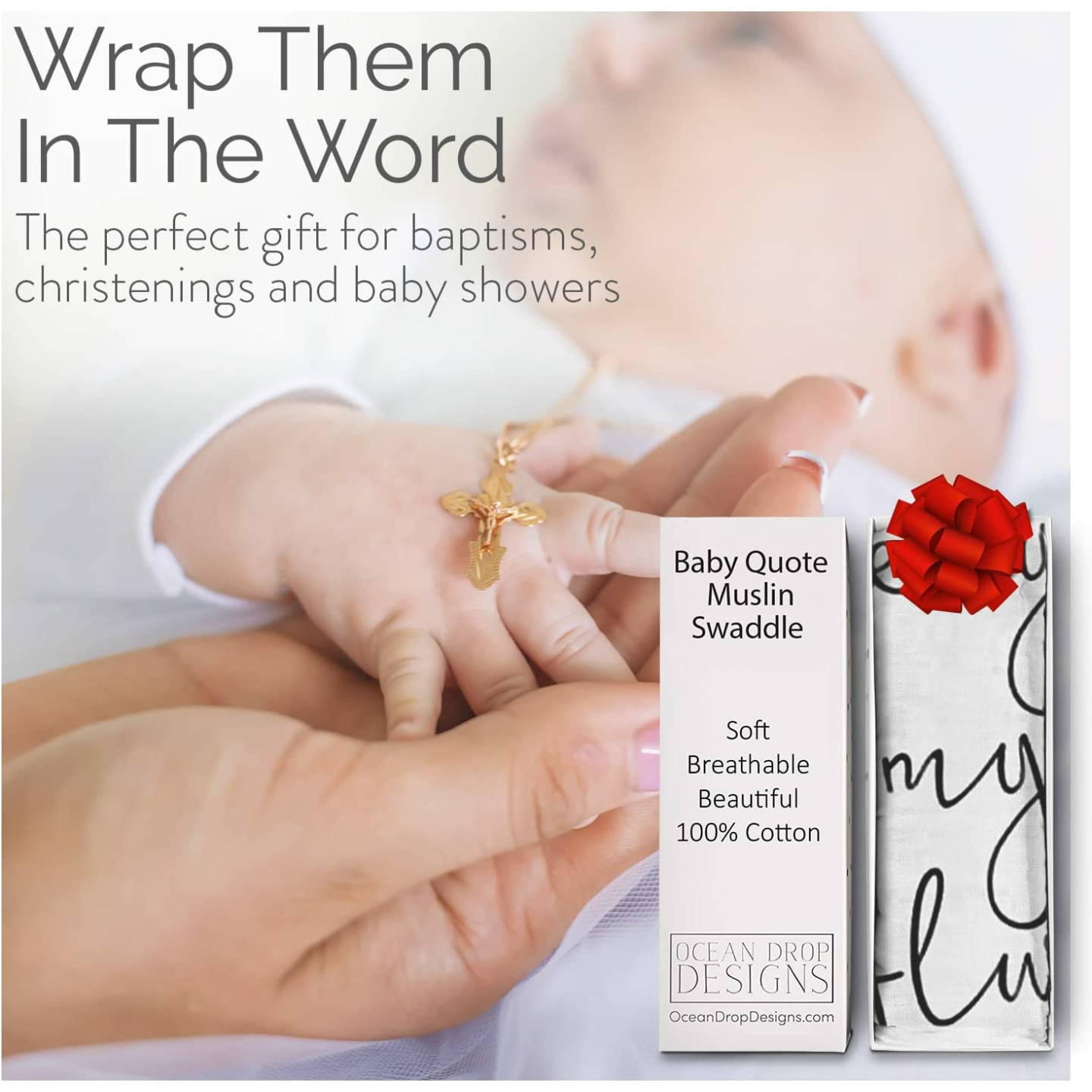 Ocean Drop Muslin Swaddle Blanket for Godchildren