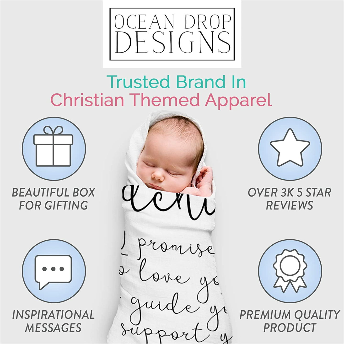 Ocean Drop Muslin Swaddle Blanket for Godchildren