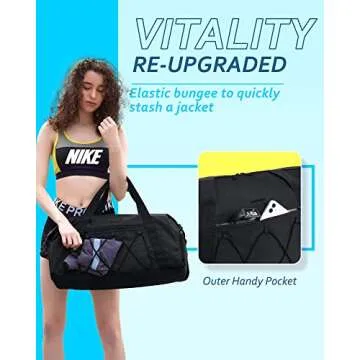 BAGSMART Gym Bag With Shoe Compartment & Wet Pocket, Lightweight Sports Travel Duffel Bag, Carry On Bag Weekender Overnight Bag, Water Resistant Sports Gym Tote Bags Swimming Yoga, Black