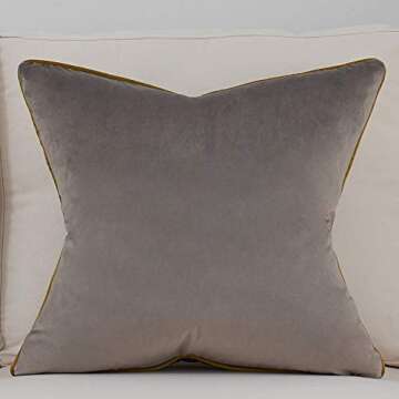 Avigers 20 x 20 Inch Gray Gold Leather Striped Lines Velvet Cushion Case Luxury Modern Throw Pillow ...