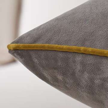 Avigers 20 x 20 Inch Gray Gold Leather Striped Lines Velvet Cushion Case Luxury Modern Throw Pillow Cover Decorative Pillow for Couch Living Room Bedroom Car