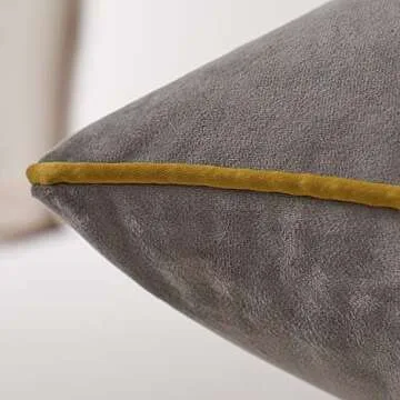 Avigers 20 x 20 Inch Gray Gold Leather Striped Lines Velvet Cushion Case Luxury Modern Throw Pillow Cover Decorative Pillow for Couch Living Room Bedroom Car