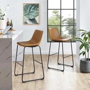 Walker Edison Urban Industrial Faux Leather Bar Chairs