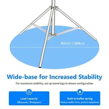 NEEWER 102"/2.6m Stainless Steel Light Stand, Spring Cushioned Heavy Duty Photography Tripod Stand with 1/4” to 3/8” Universal Screw Adapter for Strobe, LED Video Light, Ring Light, Monolight, Softbox