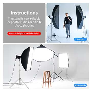 NEEWER 102"/2.6m Stainless Steel Light Stand, Spring Cushioned Heavy Duty Photography Tripod Stand with 1/4” to 3/8” Universal Screw Adapter for Strobe, LED Video Light, Ring Light, Monolight, Softbox