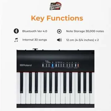 Roland FP-30X 88-Key Digital Piano - Black Bundle with Adjustable Stand, Bench, Sustain Pedal, Online Piano Lessons, Instructional DVD, and Austin Bazaar Polishing Cloth