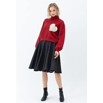 Chicwish Women's Cozy Heart Pattern High Neck Sweater