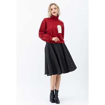 Chicwish Women's Cozy Heart Pattern High Neck Sweater