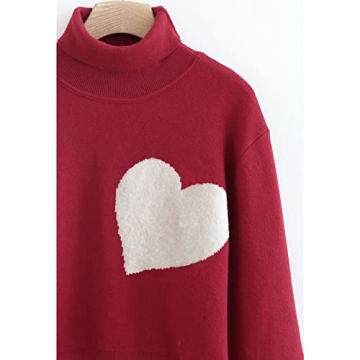 Chicwish Women's Cozy Heart Pattern High Neck Sweater