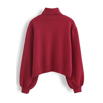 Chicwish Women's Cozy Heart Pattern High Neck Sweater