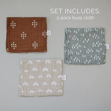Mebie Baby Burp Cloths - Muslin, 3-Pack for Newborns