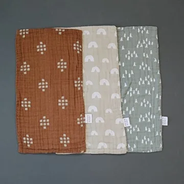 Mebie Baby Burp Cloths - Muslin, 3-Pack for Newborns