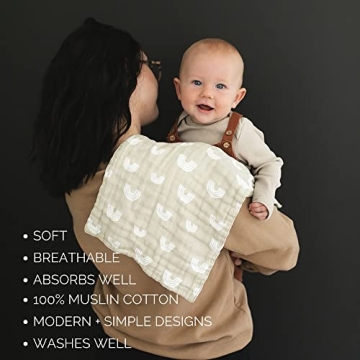 Mebie Baby Burp Cloths - Muslin, 3-Pack for Newborns