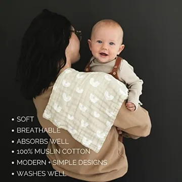 Mebie Baby Burp Cloths - Muslin, 3-Pack for Newborns