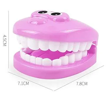 YOUYA DENTAL Dental Early Education Brushing Toys, 9Pcs/Set Children Role Play Toys Crocodile Early Education Cartoon Tooth Brushing Model Preschool Education Toy Dentist Game for Kids Classroom Pink