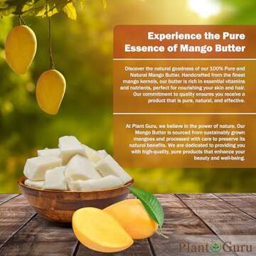 Raw Mango Butter 1 lb. Bar - 100% Pure Natural Unrefined - Great for Skin, and Hair Growth. DIY Soap Making, Body Butter, Lotions and Creams.