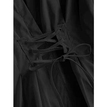 ZAFUL Women's Long Sleeve Lace-up Dress in Black