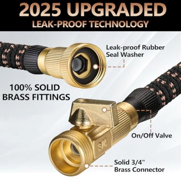 75 ft Expandable Garden Hose with 10 Function Nozzle Sprayer, Lightweight Flexible Water Hose with D...